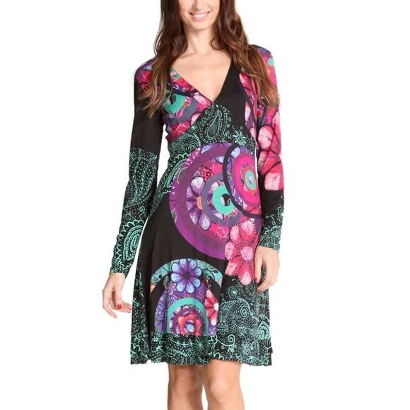 Desigual Multi Media Abstract Floral Print Dress Sz XS - Picture 1 of 10